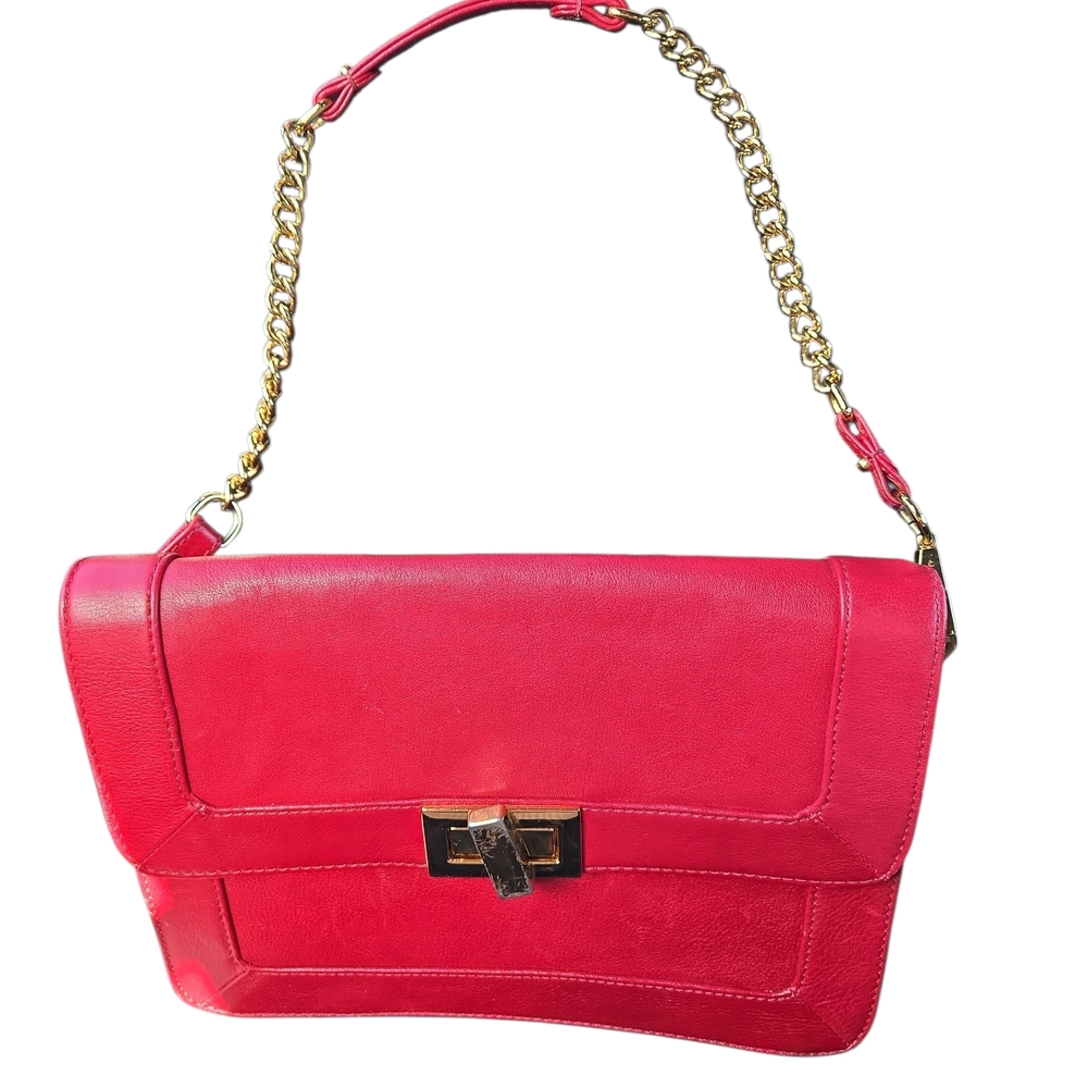 Elegant Red Leather Shoulder Bag